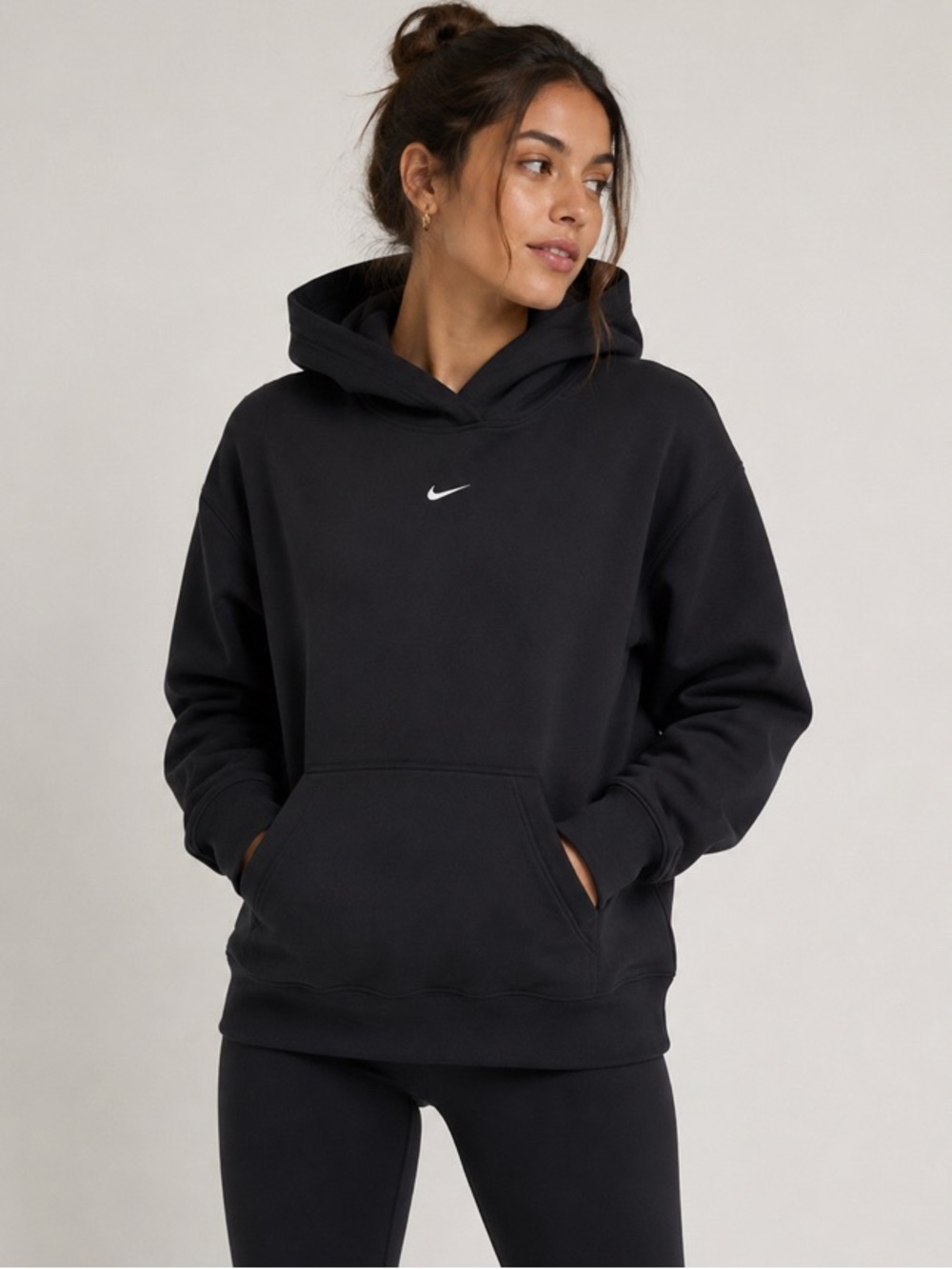 Nike Black Pullover Hoodie with White Swoosh Tag